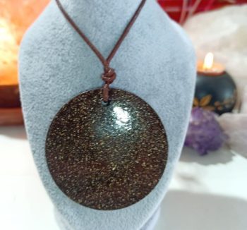 Orgonite pendant Super Large Circle SMALL IRON CHIP 45 gr.