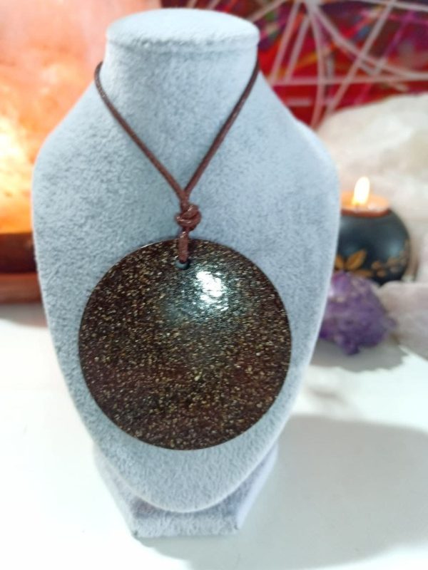 Orgonite pendant Super Large Circle SMALL IRON CHIP 45 gr.