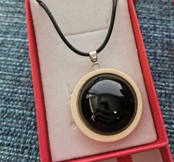 Orange or beige wooden Shungite pendant